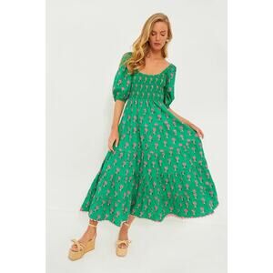 PINK CITY PRINTS Parakeet Blossom Angelina Dress Size M NWT